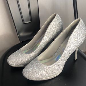 Silver Slippers Rhinestone Sparkle Heel